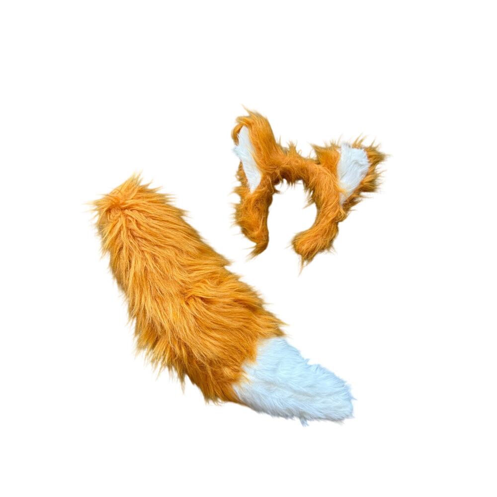 Cosplay Costume Fluffy Furry Fox Ears & Clip On Tail Mr Mrs Fox Halloween